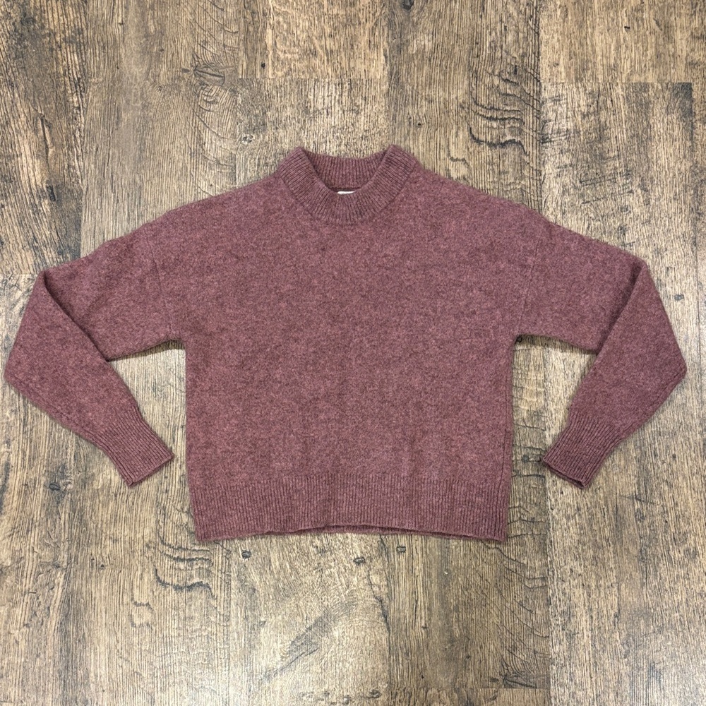 Frank And Oak Yak Merino Wool Mauve Mock Neck Sweater S Felted
